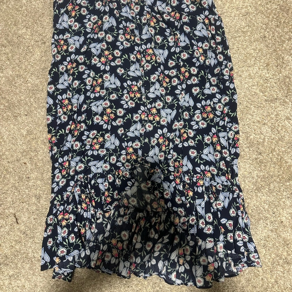 LOFT Floral Print Navy Skirt